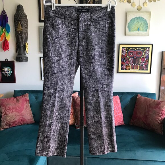 LIVERPOOL size 6 Stretch Cotton Blend Magnet Gray Lavender Print Boot Cut Pants - Picture 1 of 4